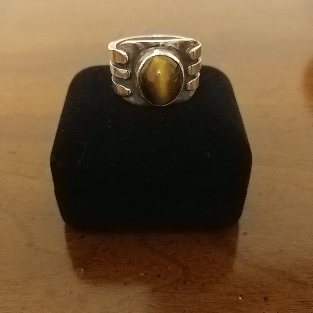 Silver and Tigers eye Ring